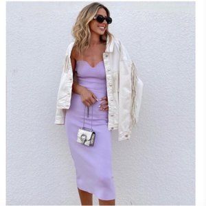 BLOGGER'S FAVE! Zara Sweetheart Neckline Knit Dress Mauve Sz M, L NWT